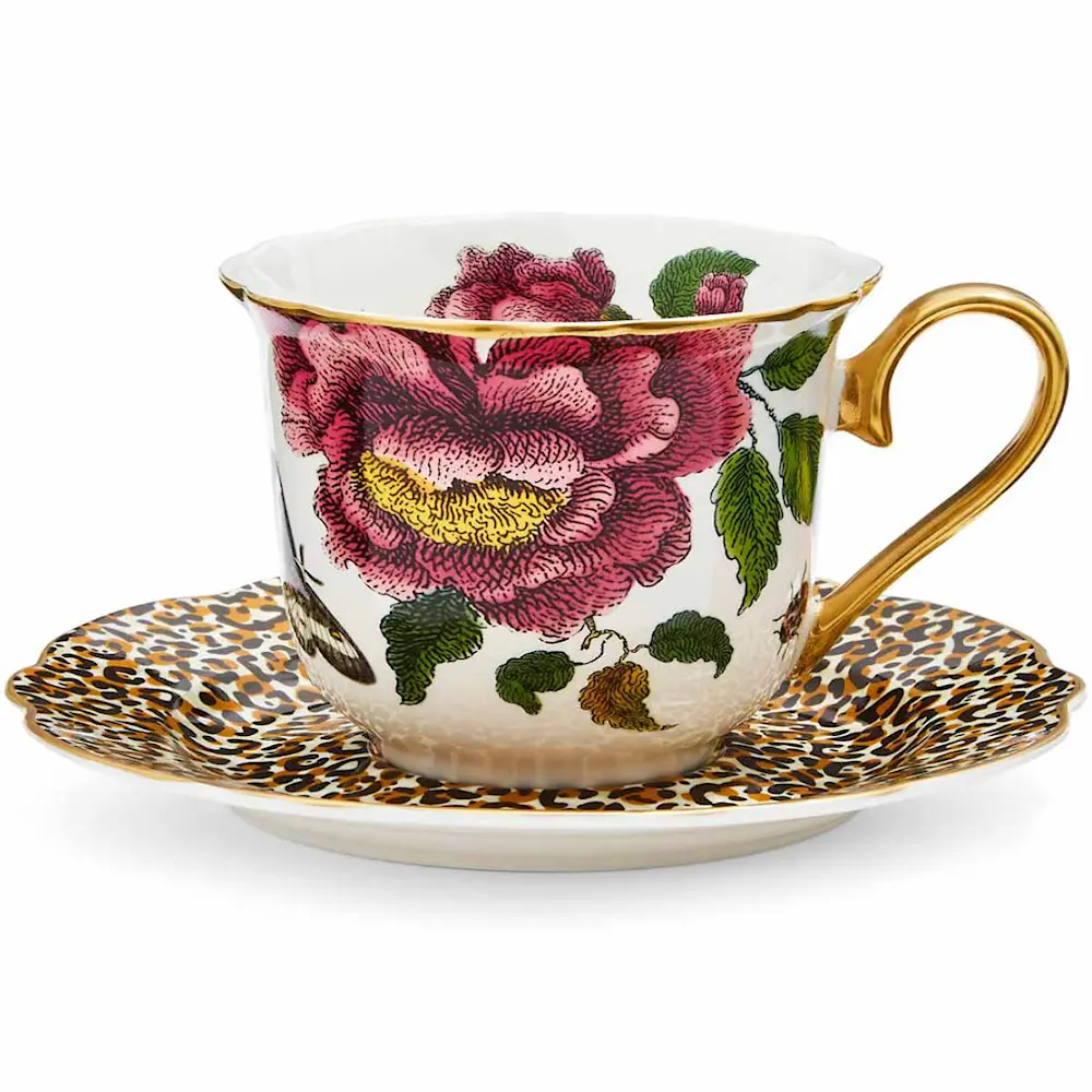 Creatures of Curiosity Teekuppi lautasella 25 cl Leopard