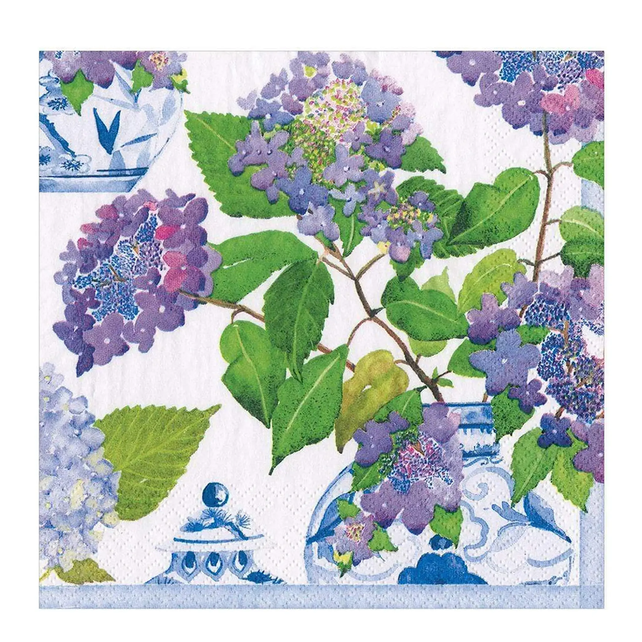 Caspari Hydrangeas and Porcelain servett 40x40 cm 20-pack lila