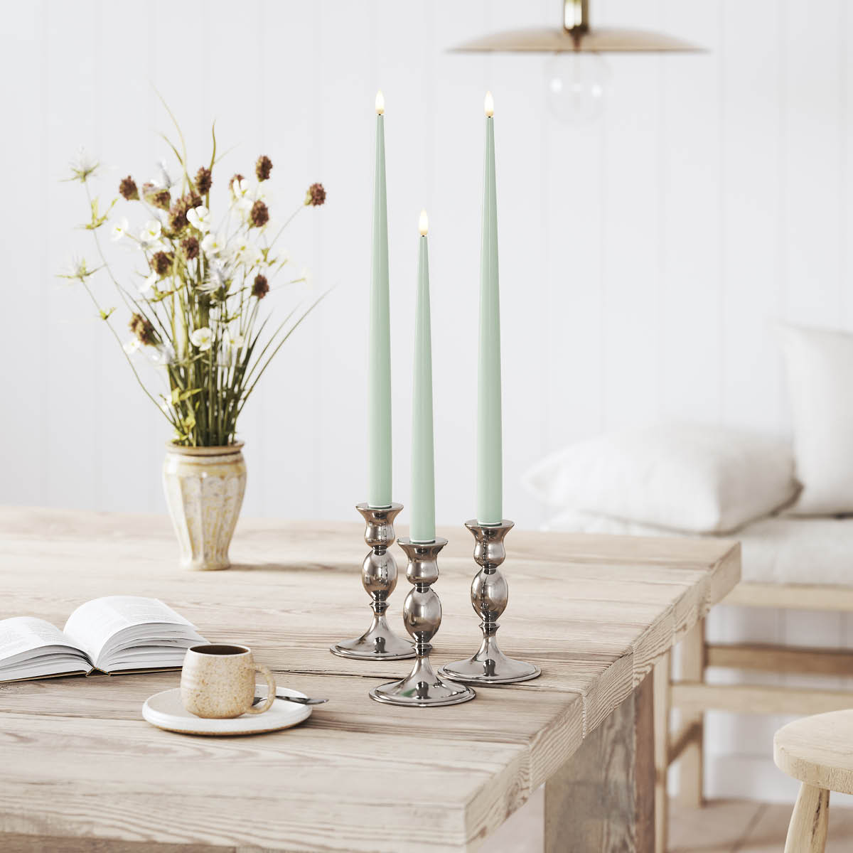 DeluxeHomeart LED lakklys 2,2 x 28 cm 2 stk salvie grønn