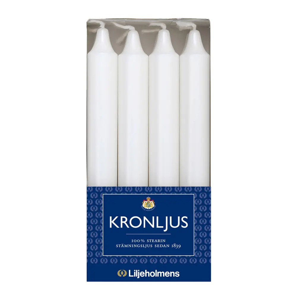 Kruunukynttilä 20,6 cm 8 kpl Valkoinen