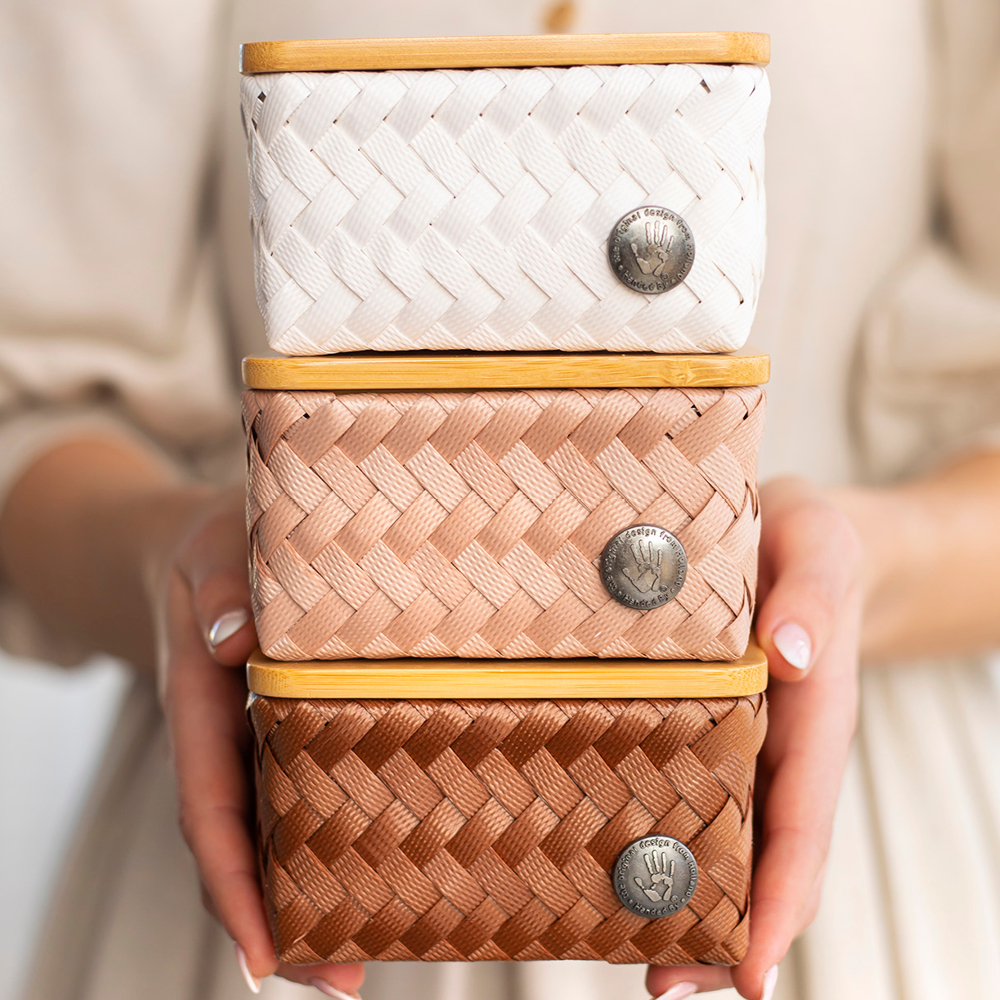 Handed By Top Fit Tiny förvaringskorg med lock 13x13x8 cm copper blush