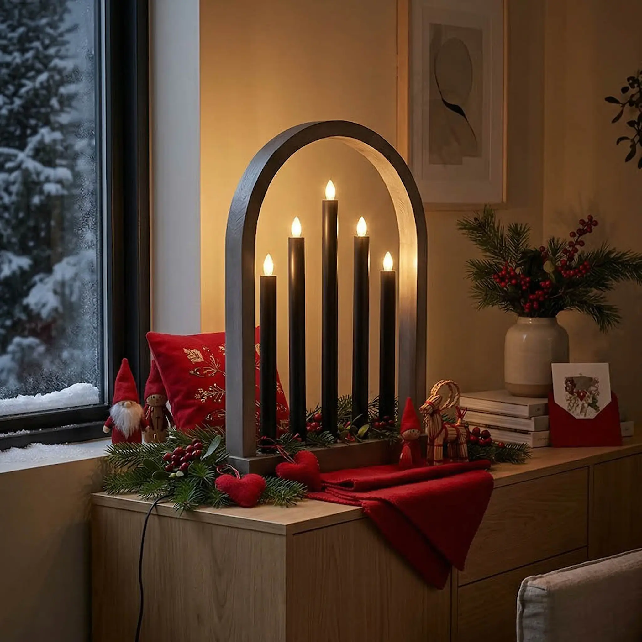 Aneta Lighting Oslo adventsstake 49 cm gråbeis/svart