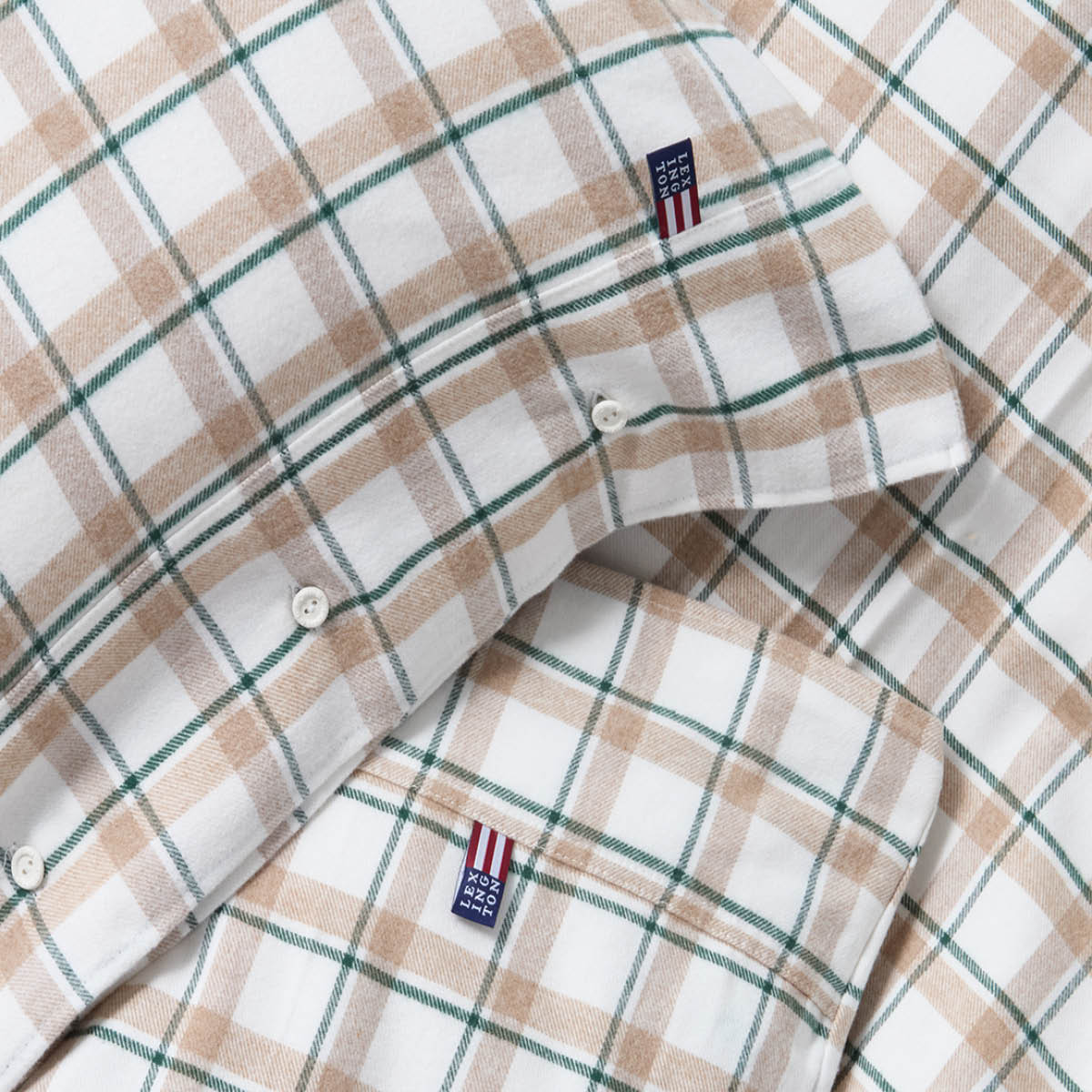 Lexington Påslakanset rutigt bomull/flanell 150x210 cm grön/beige/vit