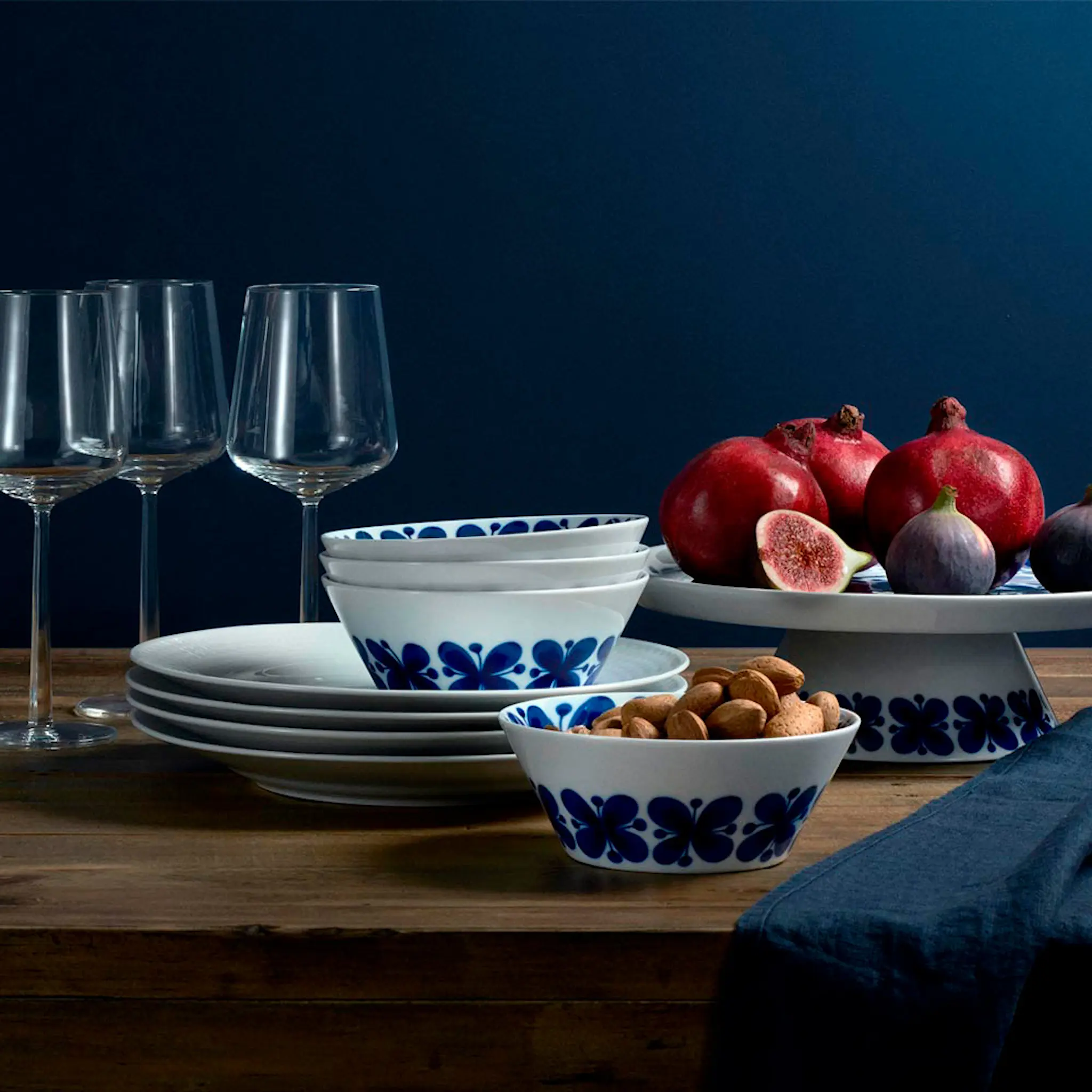 Rörstrand Mon Amie skål 60 cl 4 stk hvit/blå hover