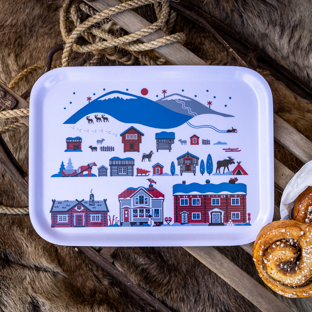 Citronelles Scandinavian Mountains Tarjotin 27x20 cm Winter Mountains