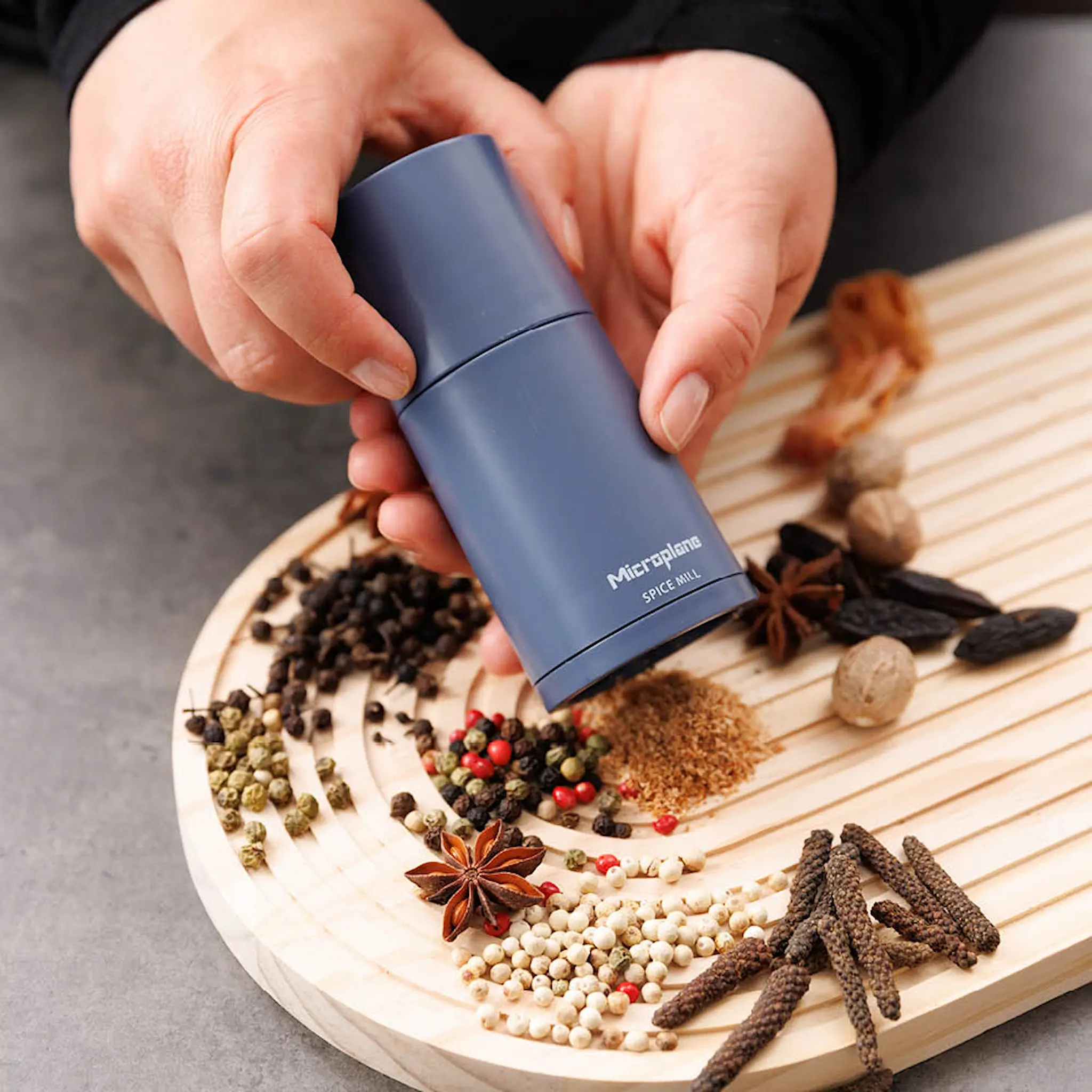 Microplane Spice Mill kryddkvarn 12 cm denim blue