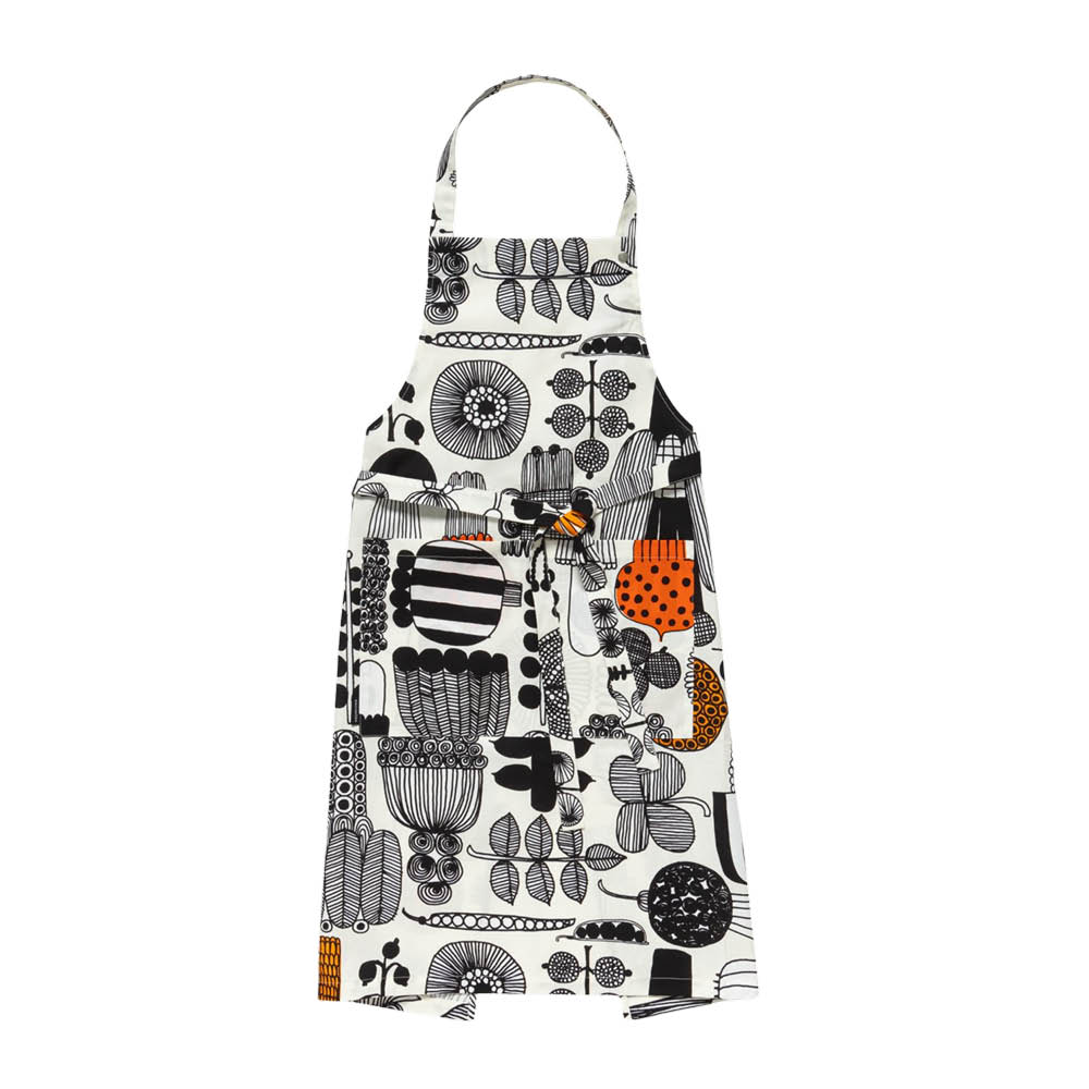 Marimekko - Puutarhurin Parhaat Esiliina 85 cm Valkoinen/Musta/Oranssi