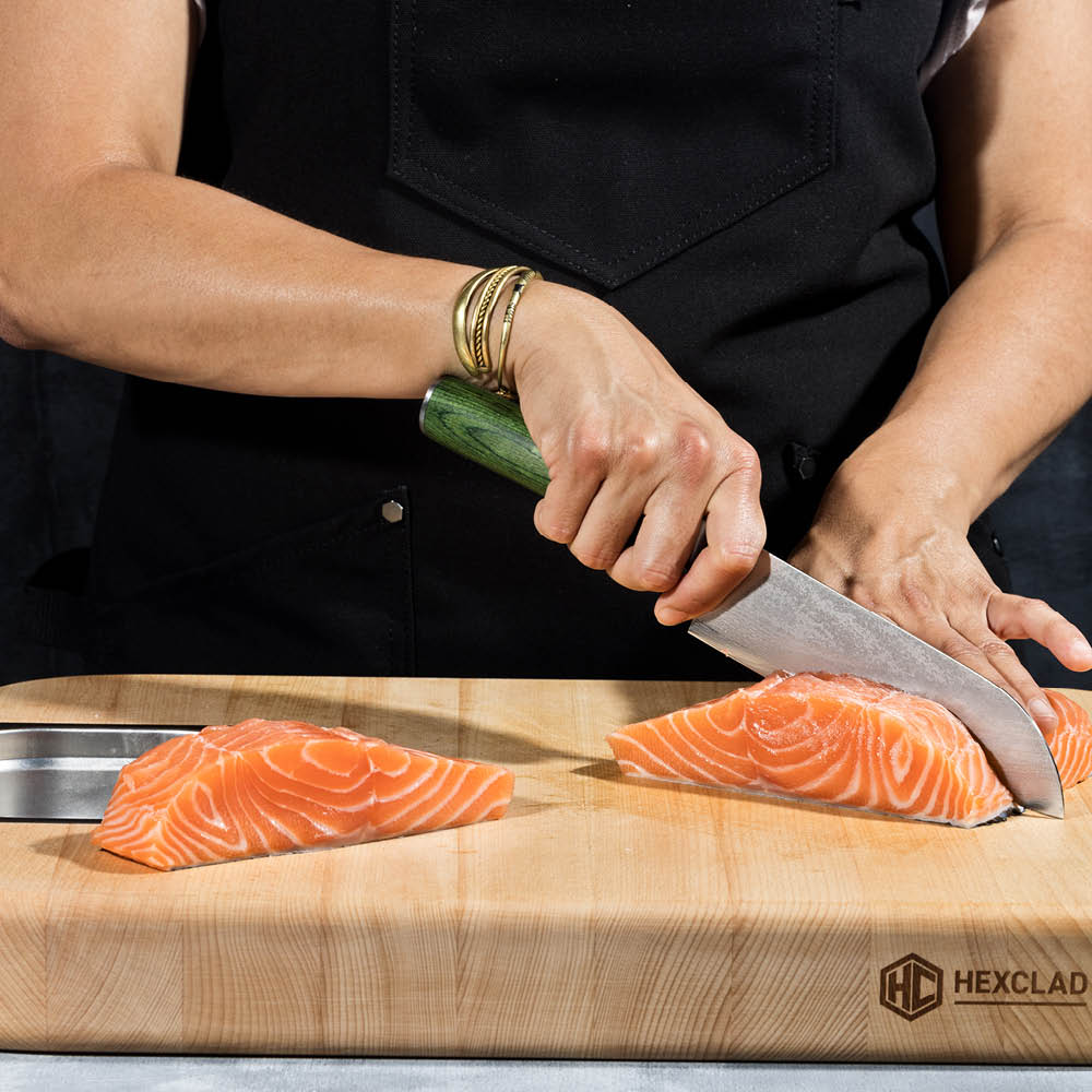 Hexclad Hybrid knivsett 6 deler sølv/skogsgrønn