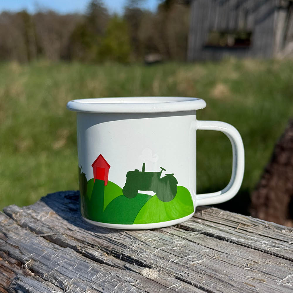 Blafre Traktor och Lada emaljmugg 25 cl blå