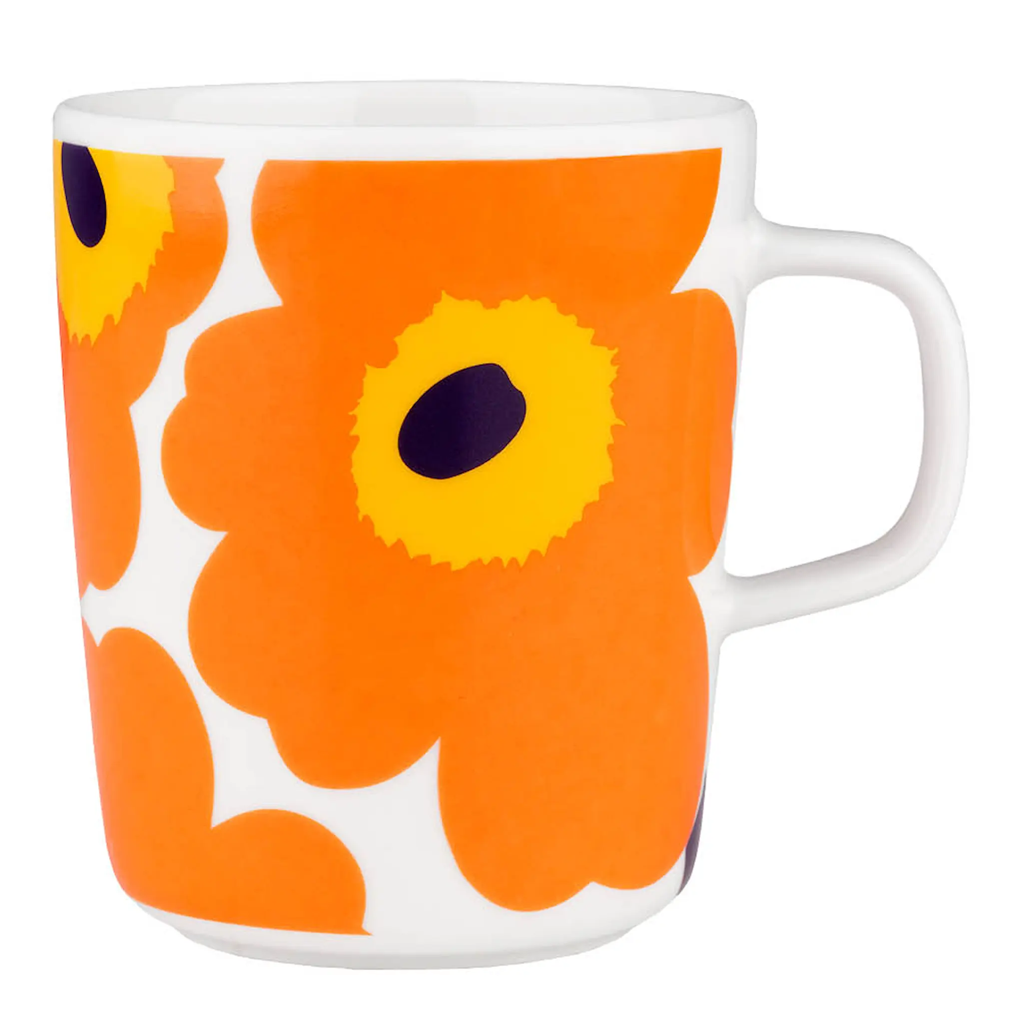 Marimekko Oiva Unikko 60-årsjubileumsmugg 25 cl vit/orange/gul