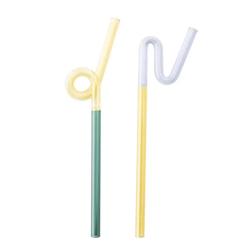 Rainbow sugerør i glass 19 cm 2 stk multi