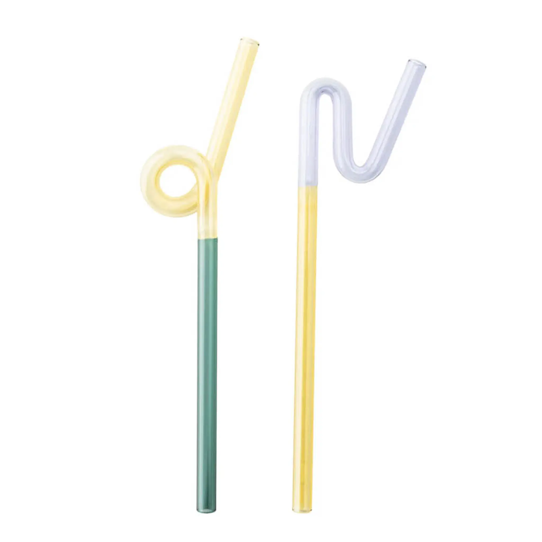 Tranquillo Rainbow sugrör i glas 19 cm 2-pack flerfärgade