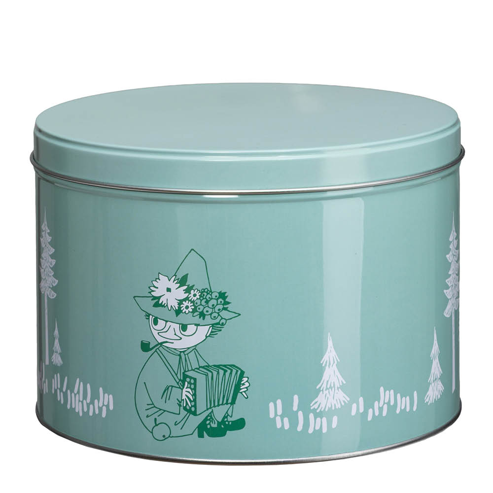 Martinex Mumin stapelbar plåtburk 1,5 L Snusmumriken grön