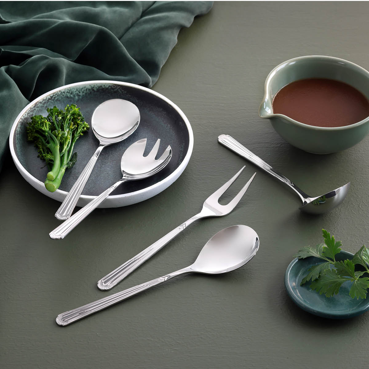 Hardanger bestikk Renessanse serveringssett 5 deler