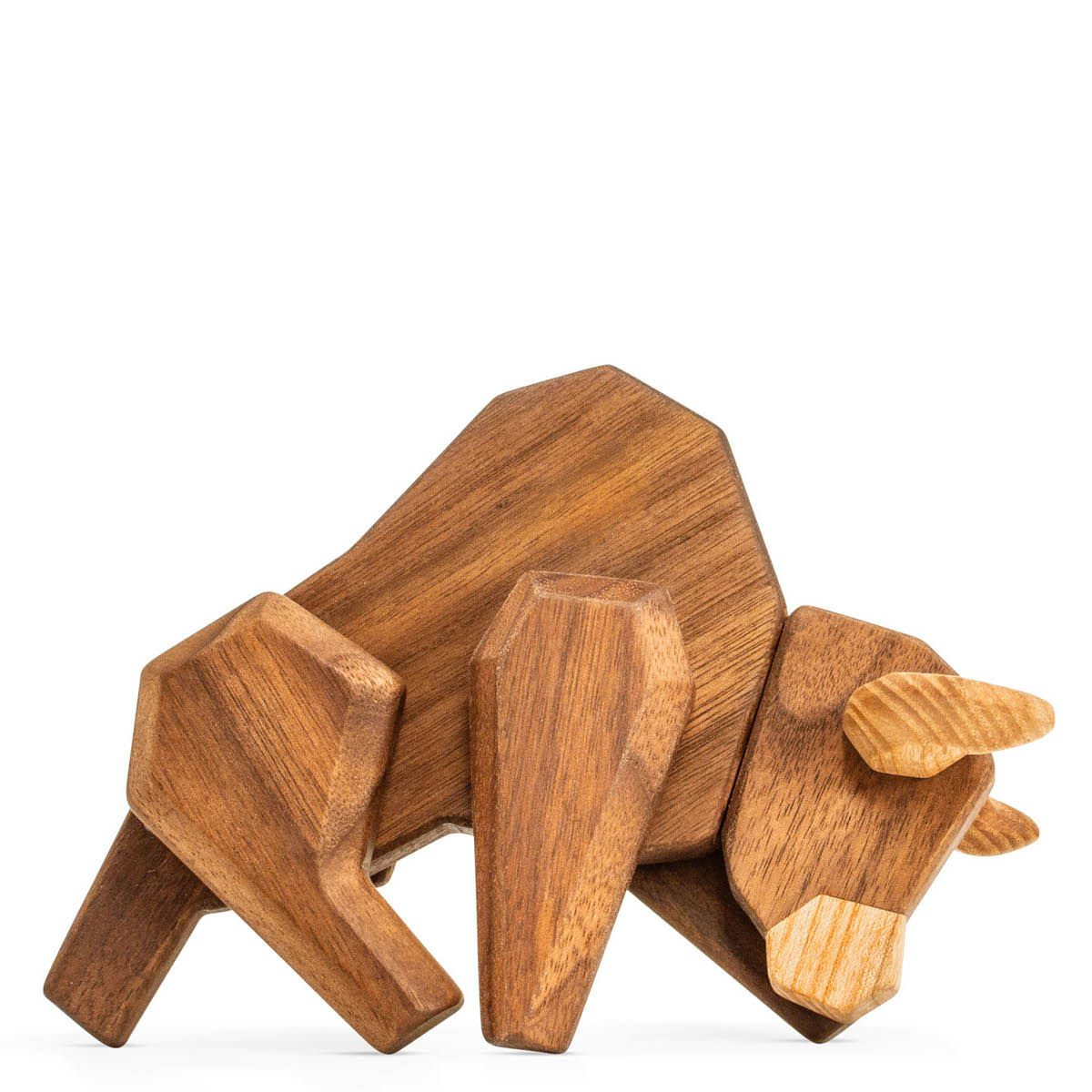 FableWood Puufiguuri Härkä 15 cm Pähkinä/Saarni