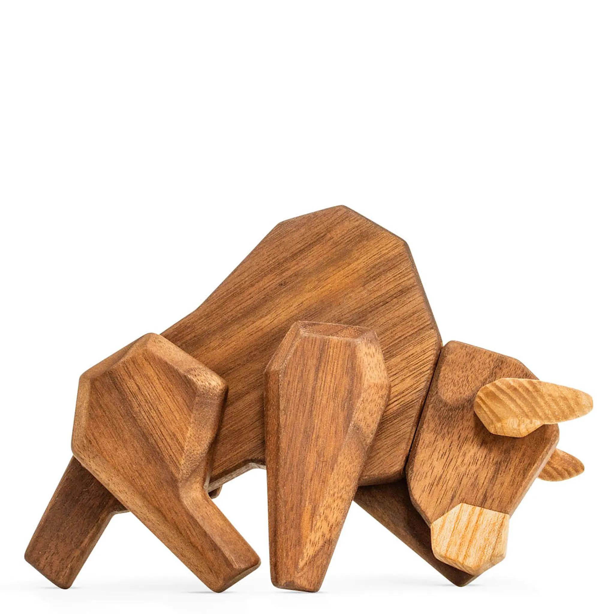 FableWood Puufiguuri Härkä 15 cm Pähkinä/Saarni