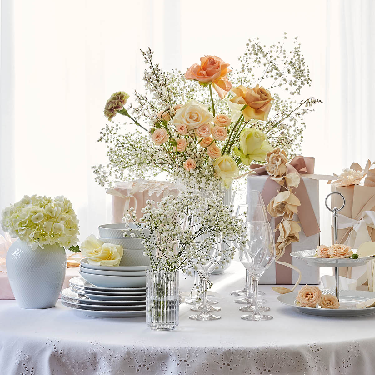 Lyngby Porcelæn Rhombe Vas 16,5 cm Porslin Vit