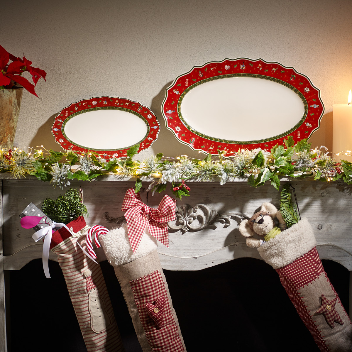 Villeroy & Boch Toy's Delight serveringsfat 38x23,5 cm rød/hvit