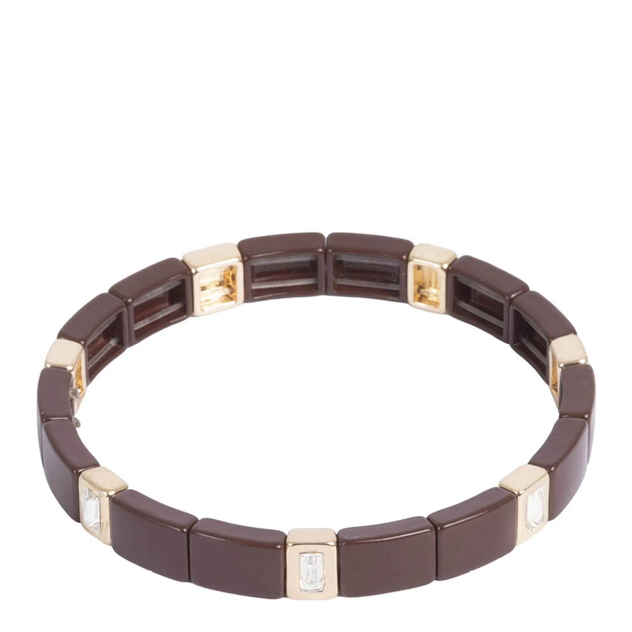 A&C Oslo AS Enamel Tiles elastiskt armband 18,5 cm guld/brun