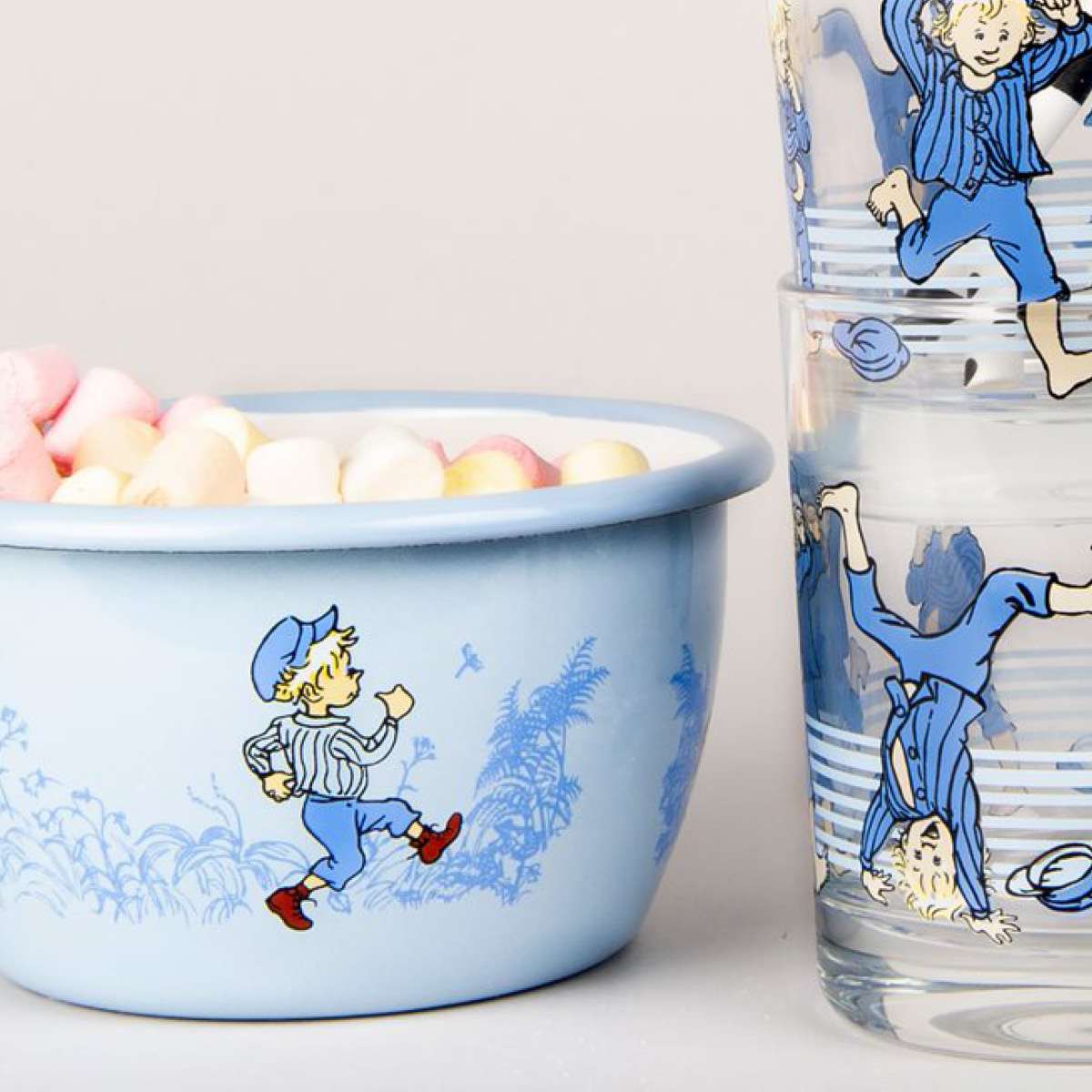 Muurla Emil i Lønneberget emaljeskål 12 cm blå