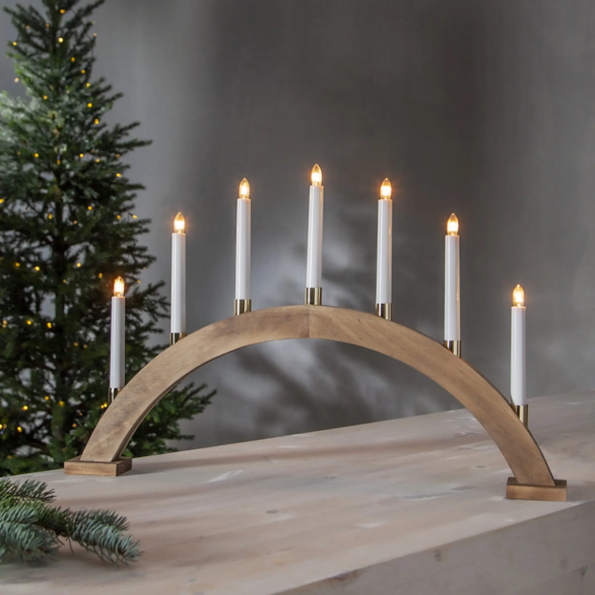 Star Trading Gillian båge adventsljusstake 7 ljus trä