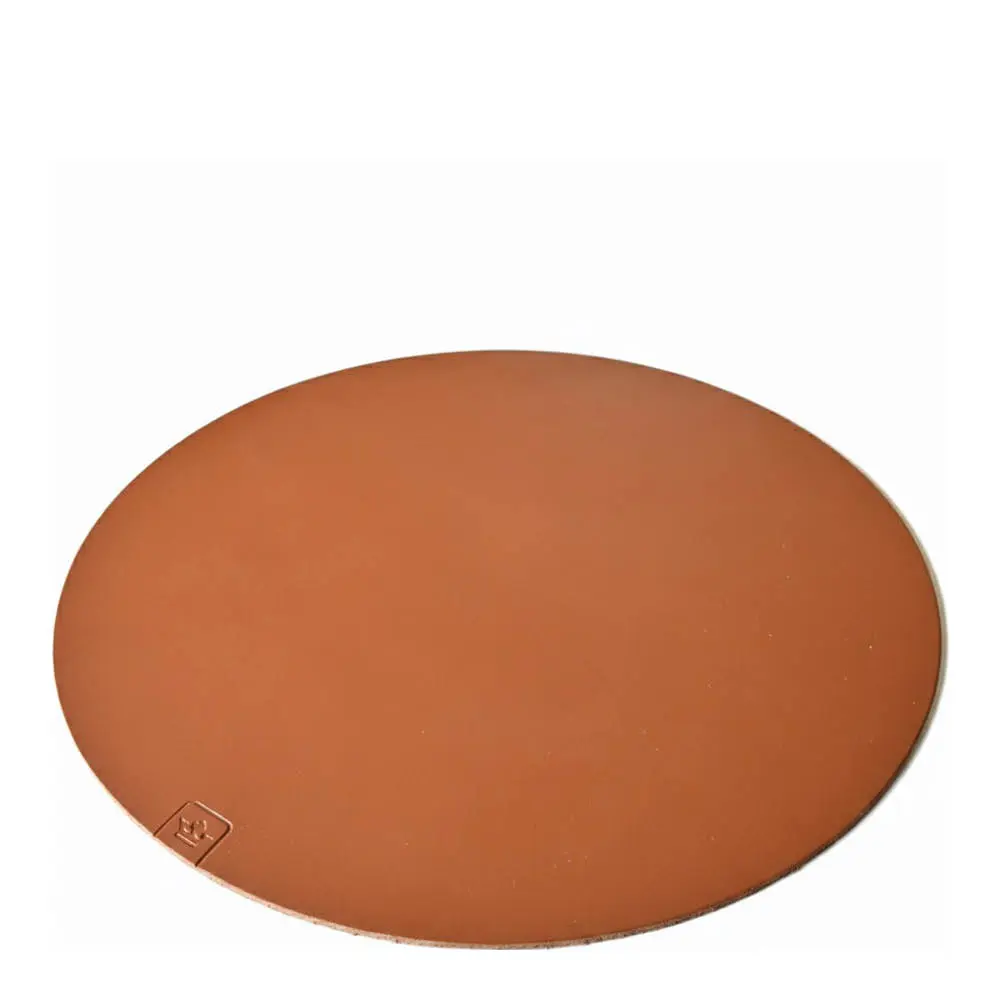 Bordbrikke i skinn rund 35 cm mørk brun