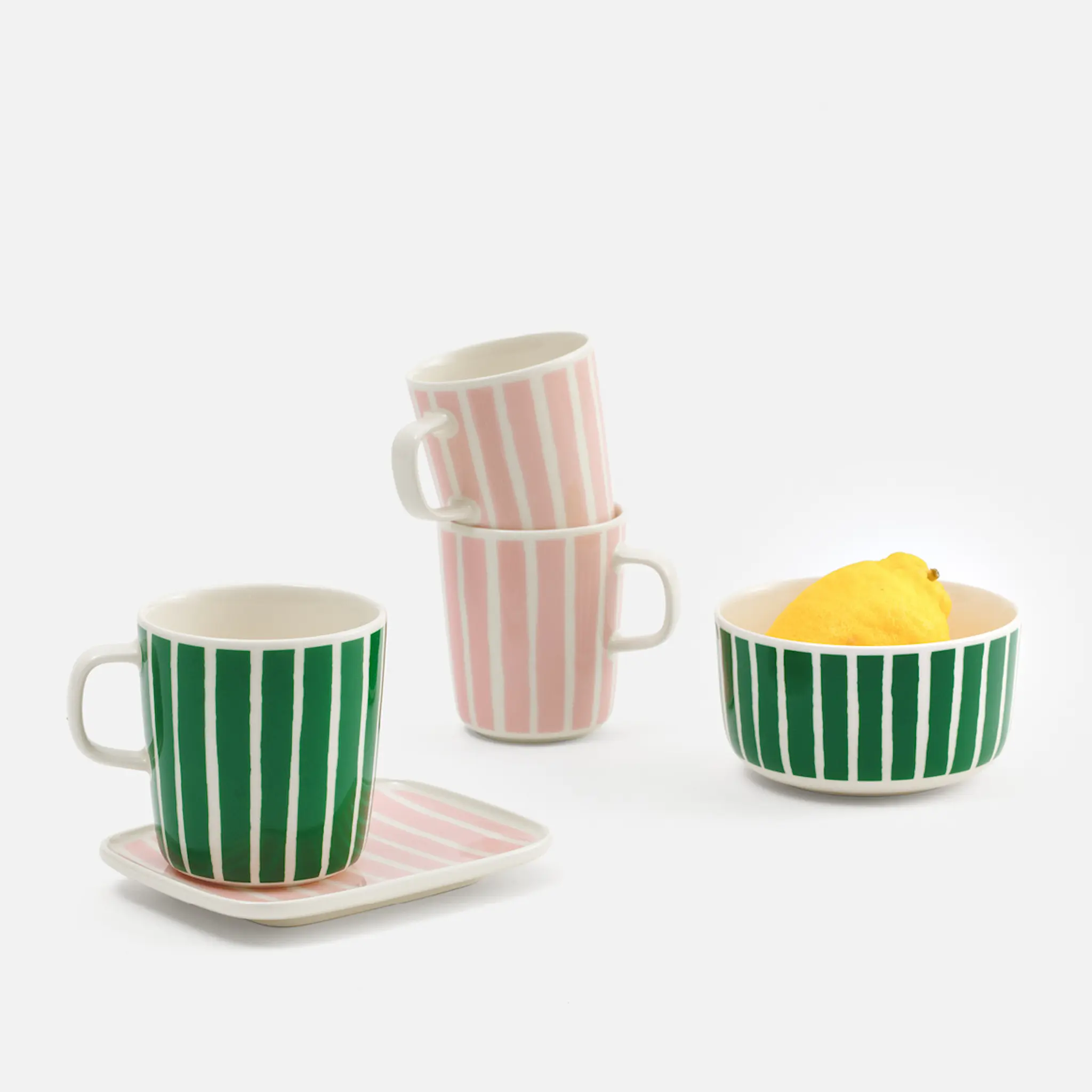 Marimekko Piccolo frukostset 3 delar 40 cl vit/grön/rosa