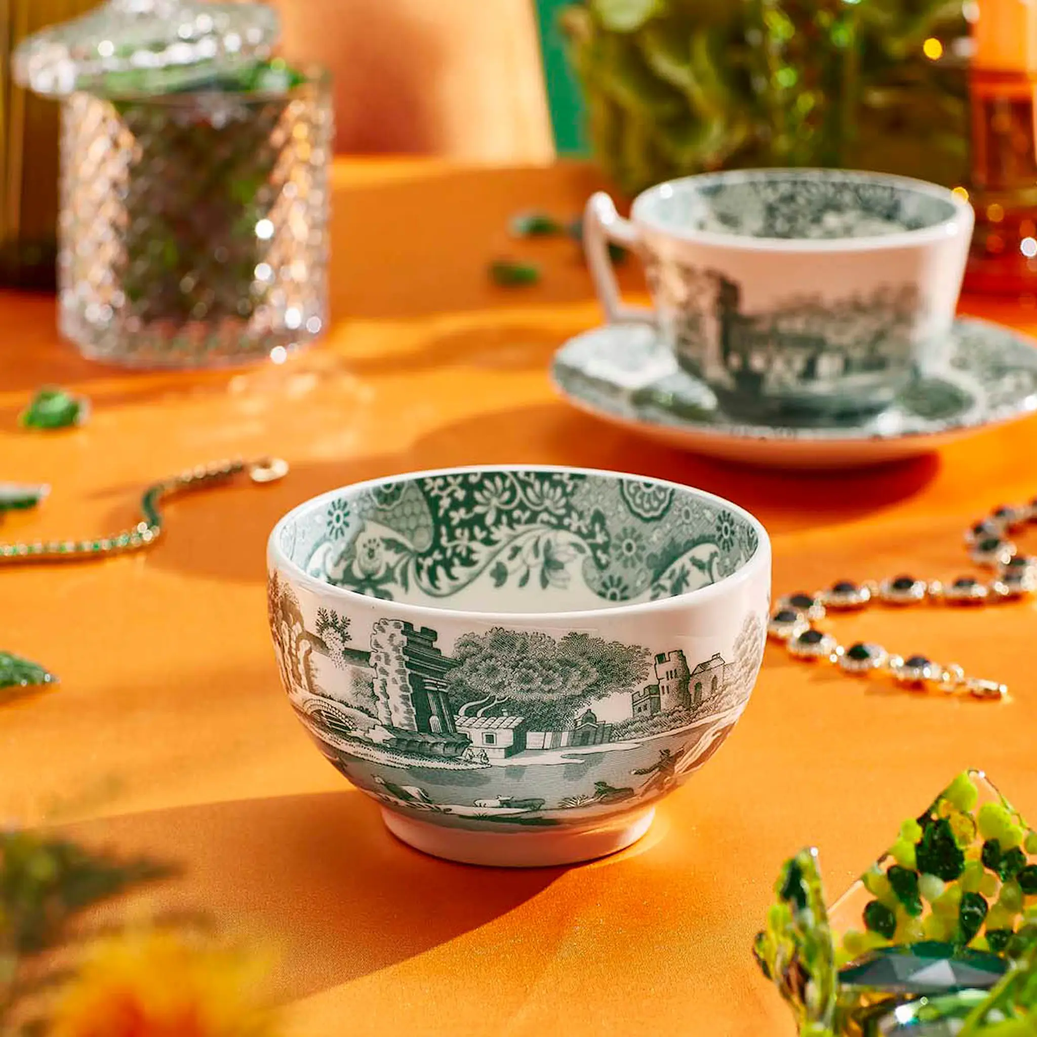 Spode Heritage Green Italian skål 11 cm grön/vit