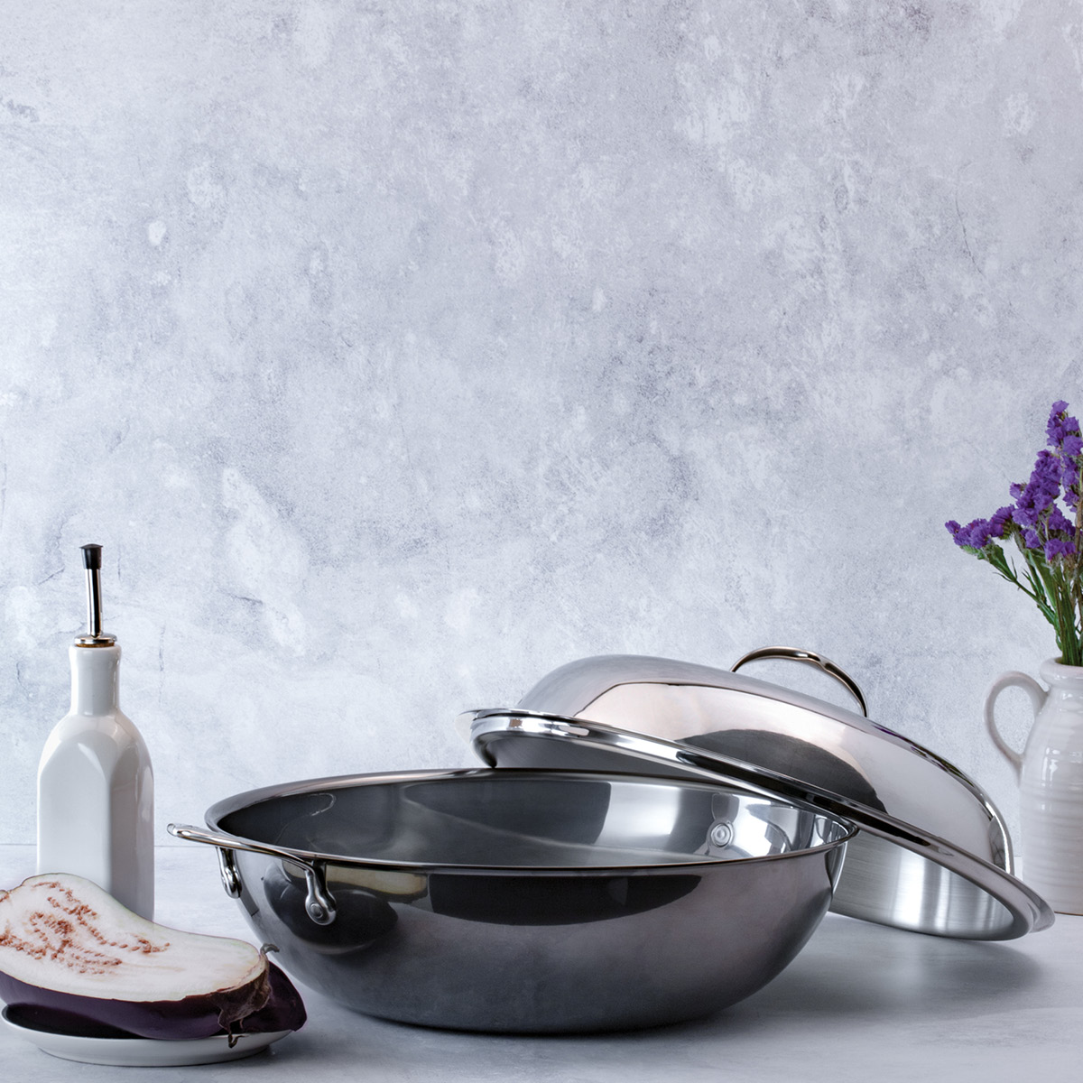 Hestan Nanobond wok med lokk 36 cm stål