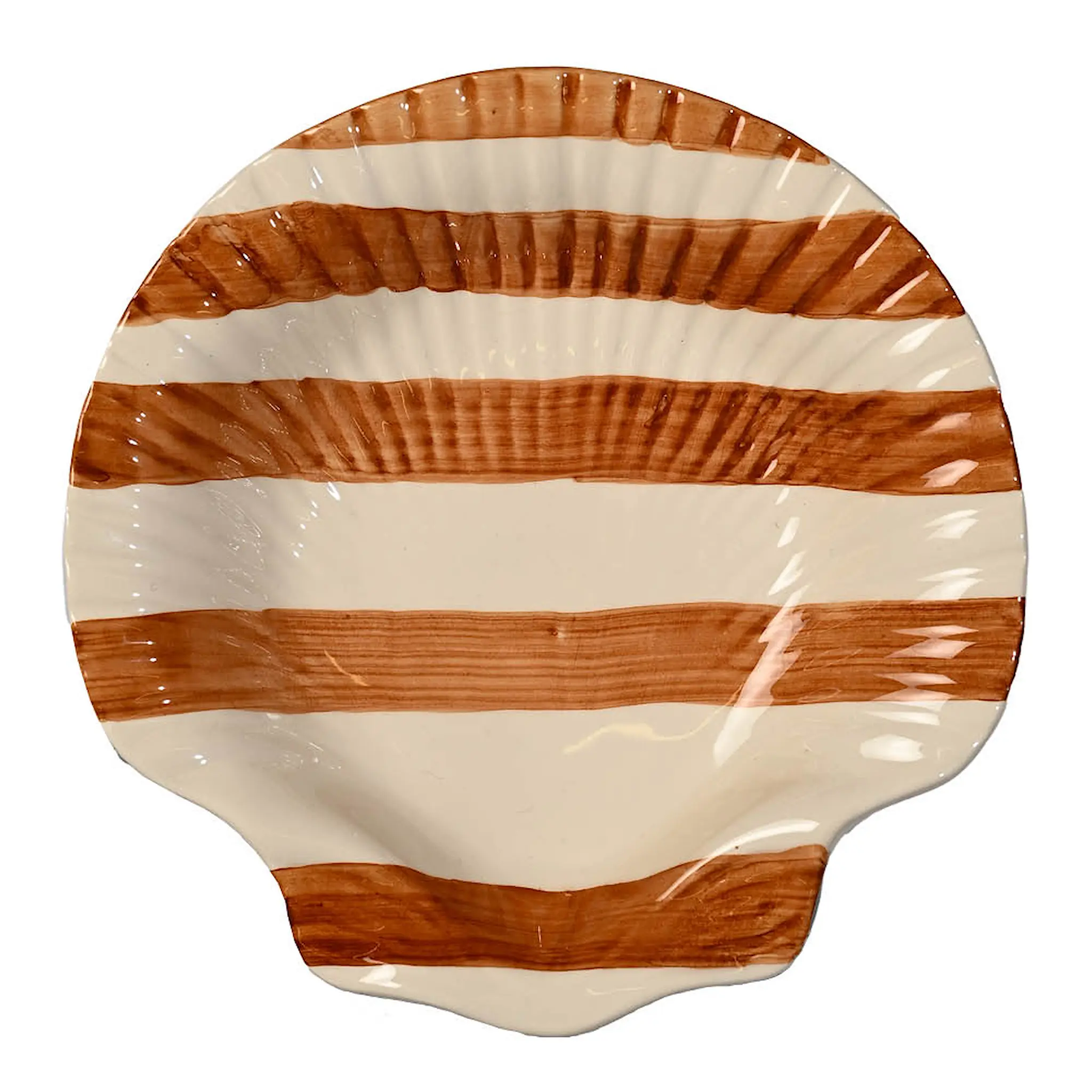 ByOn Armona serveringsfat 23,5 cm ränder ljusbrun/vit