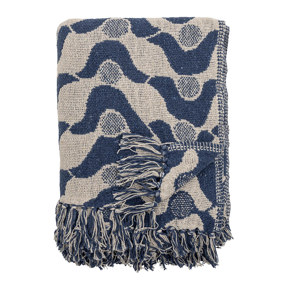 Creative Collection Santena pläd 160x130 cm blå/natur