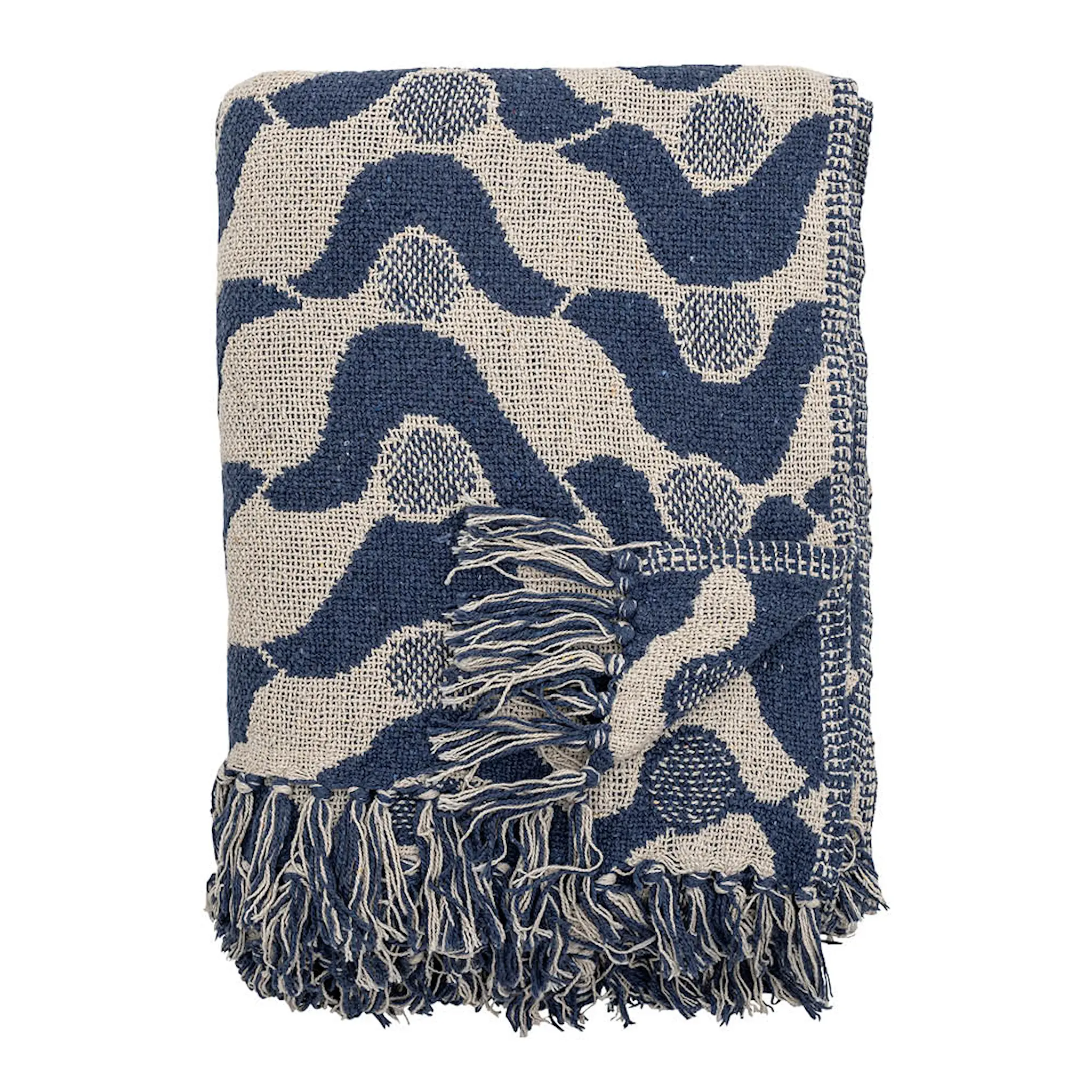 Creative Collection Santena pläd 160x130 cm blå/natur
