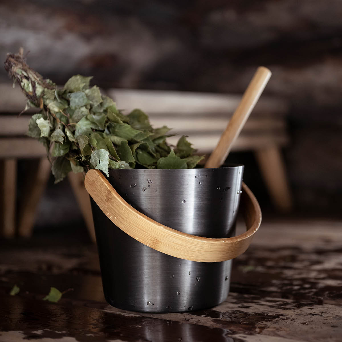 Rento Bastuhink 26 cm svart/bambu