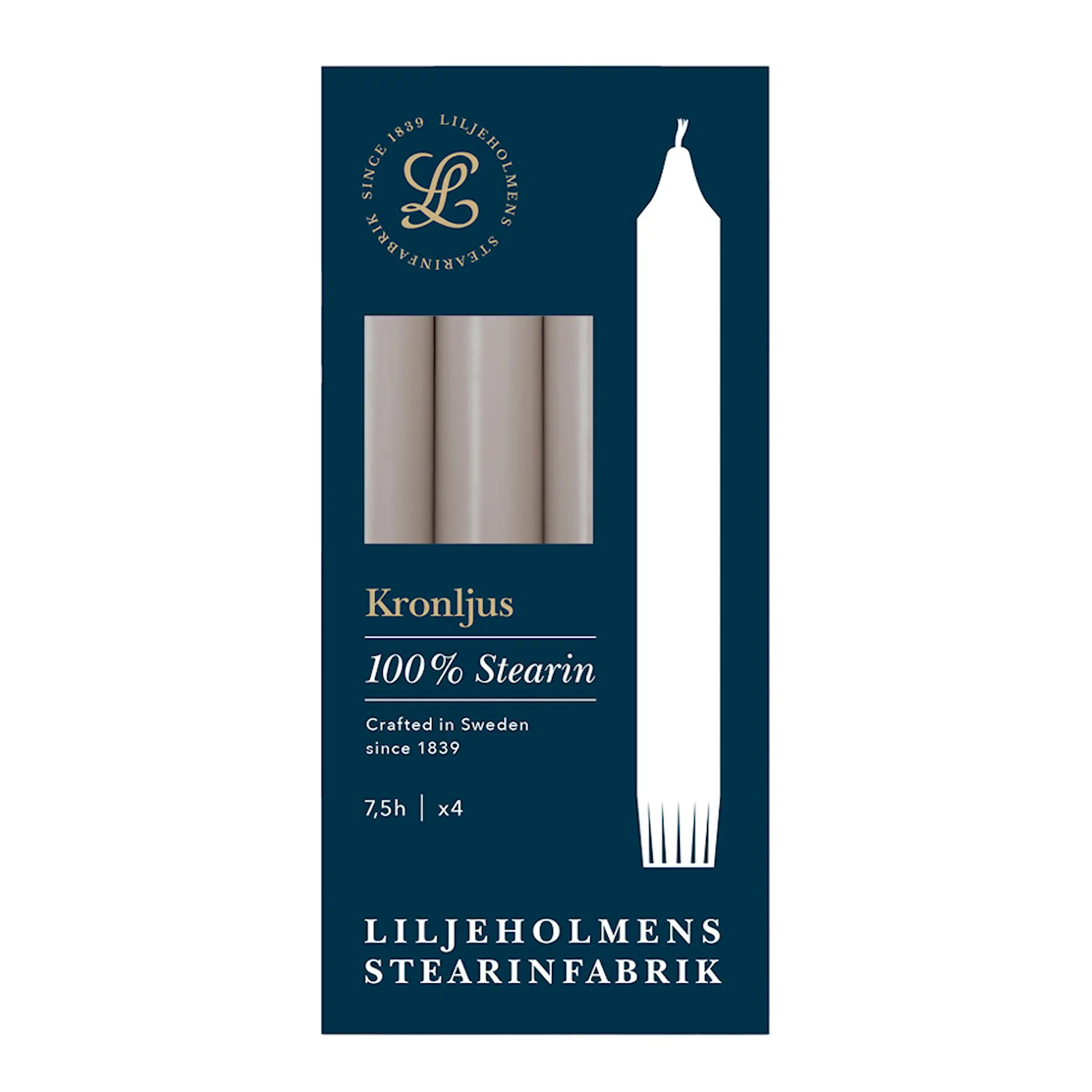 Liljeholmens Kronljus 20,7 cm 4-pack  dimgrå
