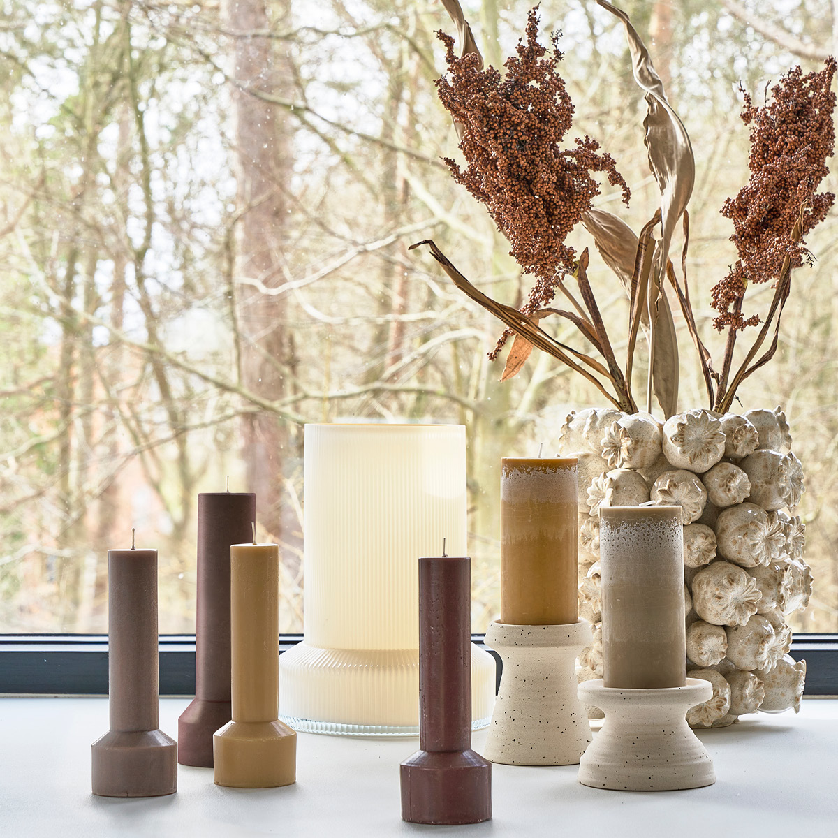 Villa Collection Hvils Blockljus 7x20 cm Taupe