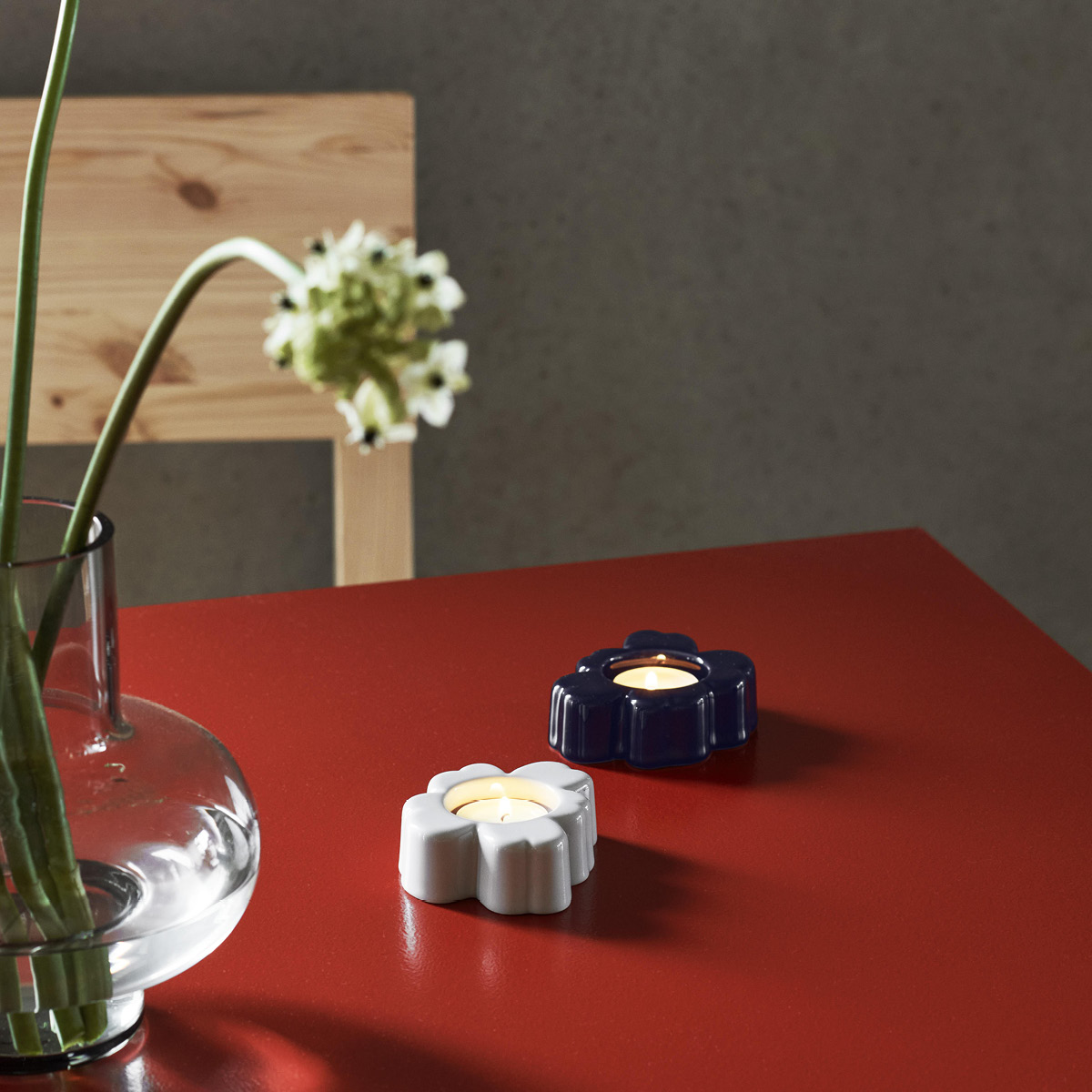 Marimekko Unikko Kynttilälyhty 10 cm Mattavalkoinen