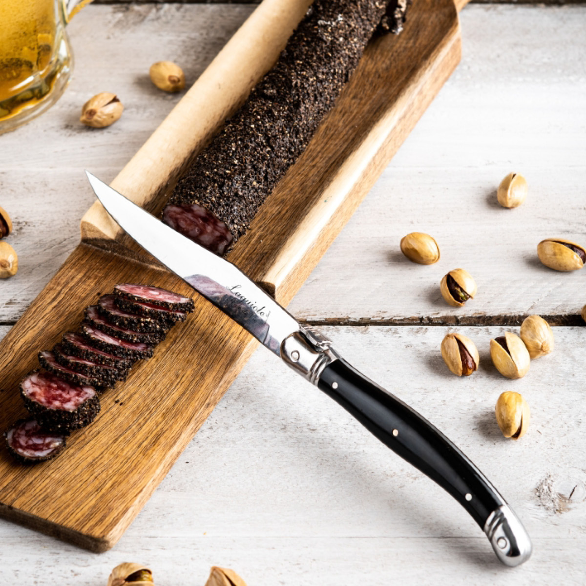 Laguiole Style de Vie Skjærebrett med kniv for pølse