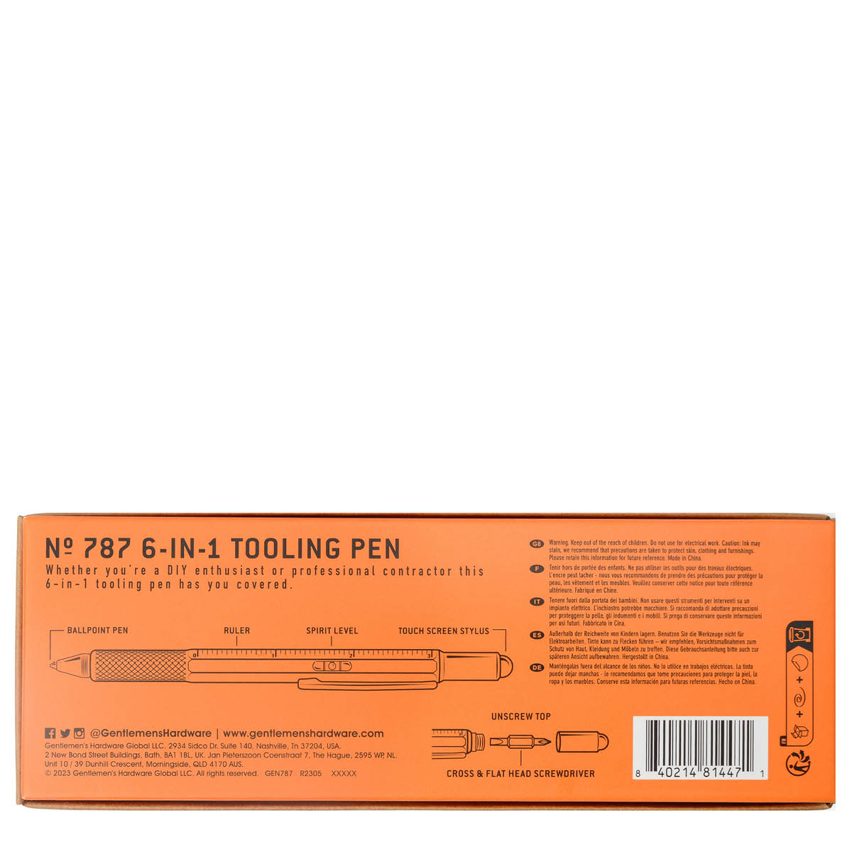 Gentlemen's Hardware Tooling Pen multiverktyg 6-i-1 penna