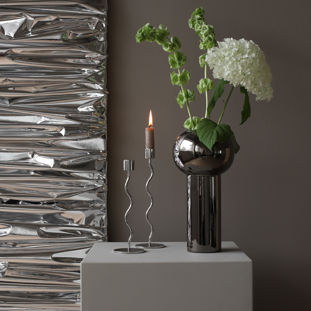 Cooee Curved lysestake 23 cm sølv