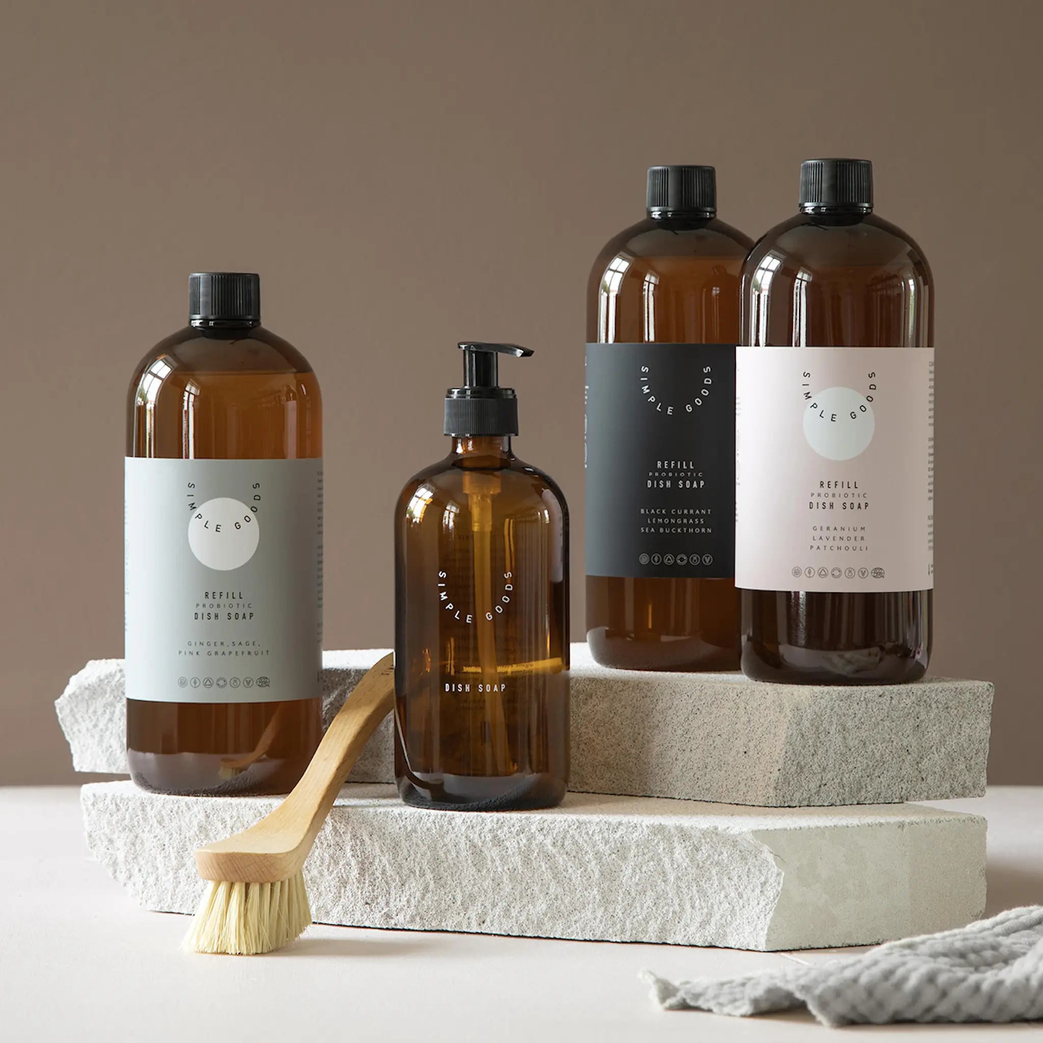 Simple Goods Empty Glass Bottle Saippuapumppu 500 ml Dish Soap