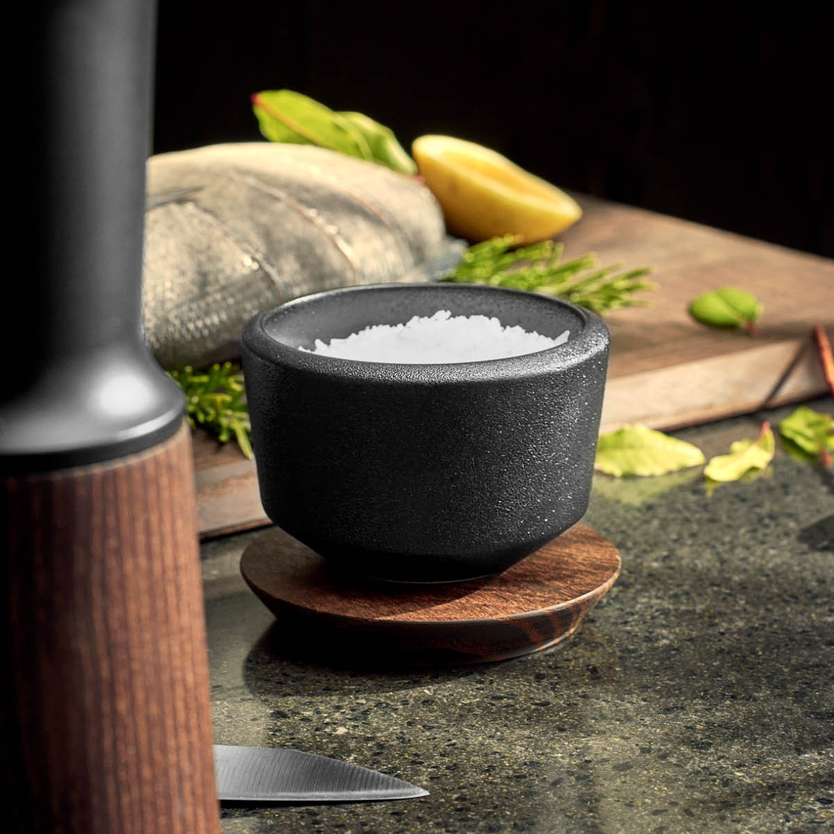 Rosendahl Rå Saltkar M/Lock 15 cl Svart