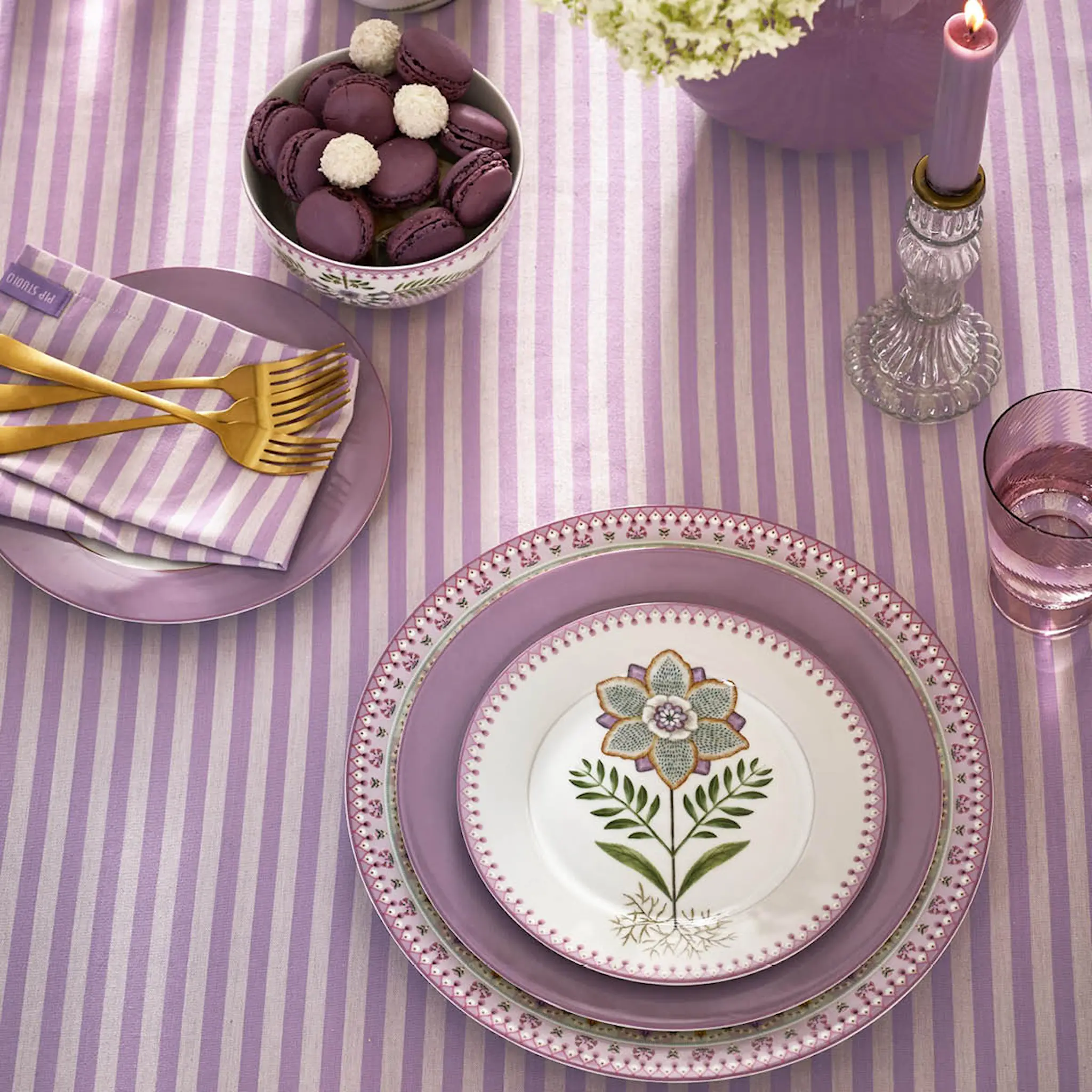 Pip Studio Lily & Lotus frukostset 3 delar flerfärgat