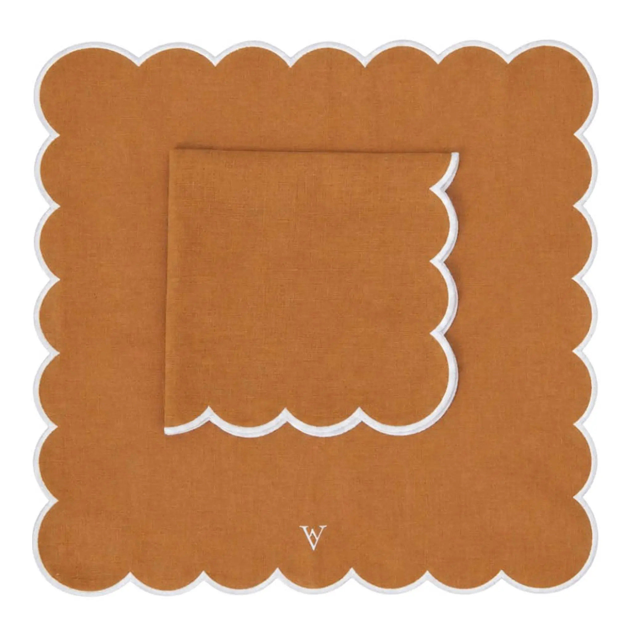 Von Norten Grace Scallop tøyserviett lin 45 cm 2 stk Terracotta