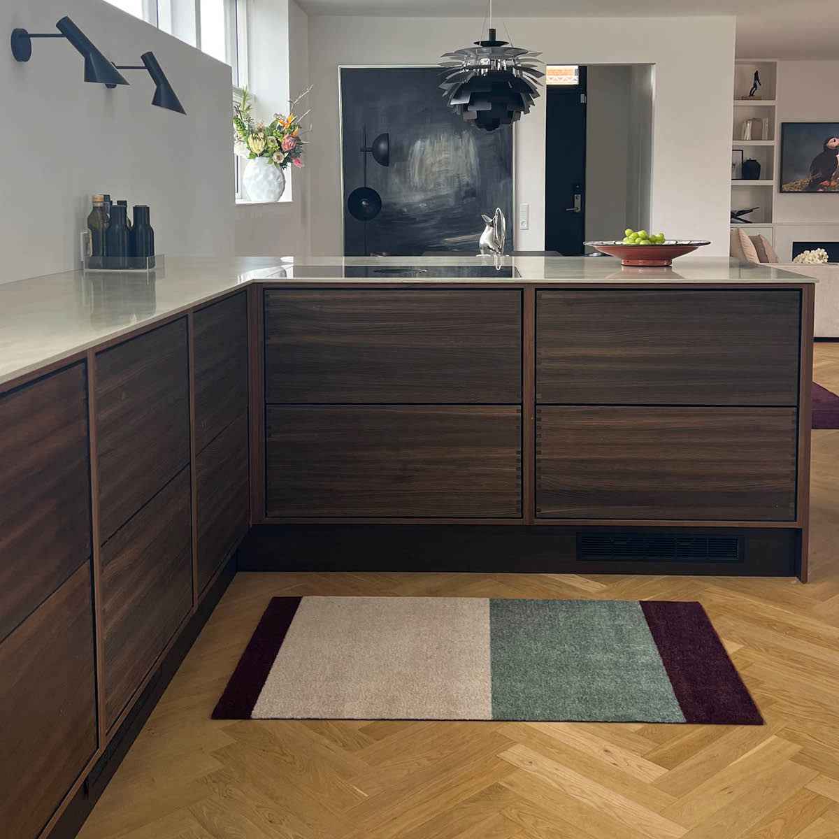 Tica Copenhagen Stripes Horizontally golvmatta 120x67 cm bordeaux/grön/ivory