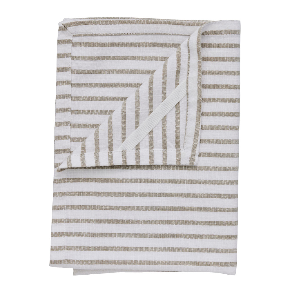 Lene Bjerre Olivia Keittiöpyyhe kapeat raidat 70x50 cm Valkoinen/Hiekka