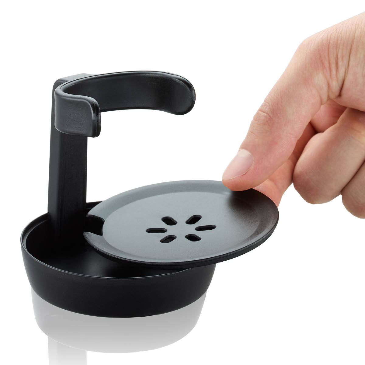 Gefu Swift diskborste med dispenser 50 ml och hållare svart