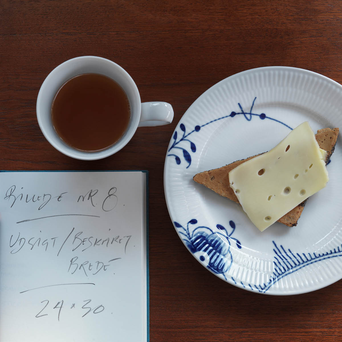 Royal Copenhagen Blå Mega Riflet flat tallerken 22 cm dekor 2