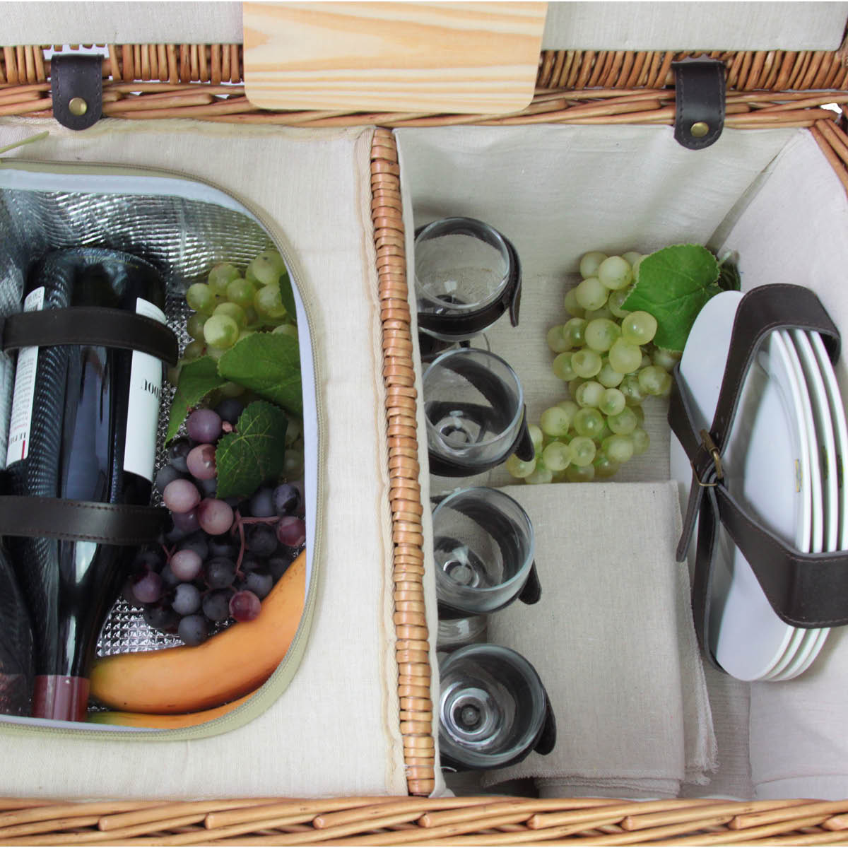 Les Jardins De La Comtesse Gisors picknickkorg med kylfack 4 personer beige