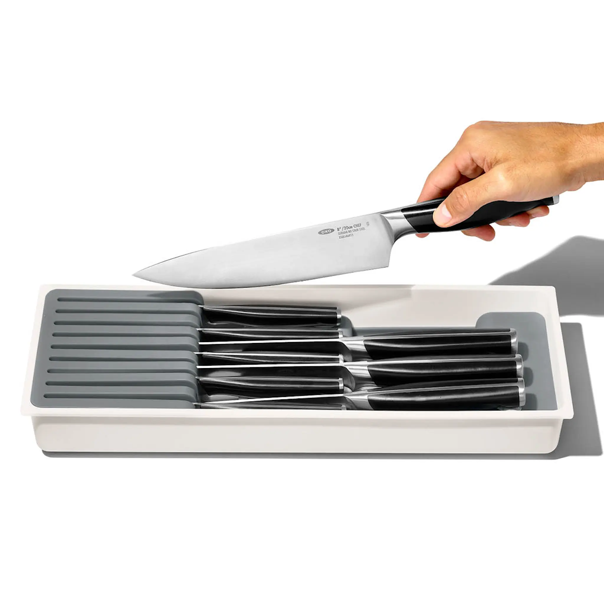 Oxo Knivblock för kökslåda 42x14x6 cm vit/grå