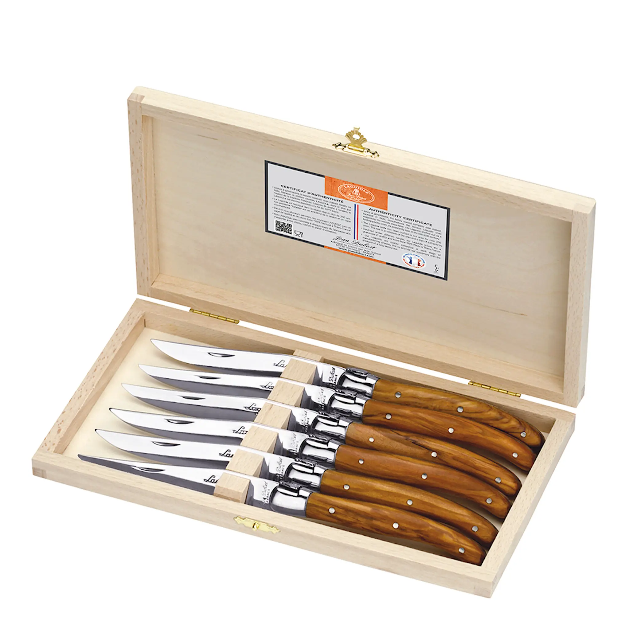 Laguiole en Aubrac Köttkniv 6-pack Olivträ